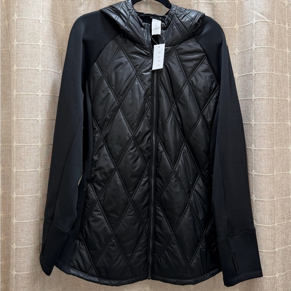 Live Lane Bryant Black Quilted Hooded Jacket